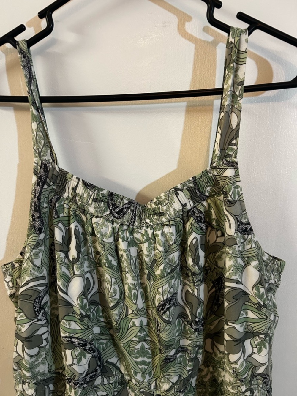 Guess Green Snakes and Botanical Print Sleeveless Jumpsuit with Front Zip - Picture 5 of 6